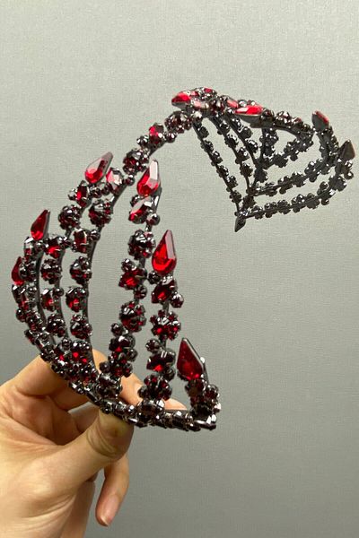 Hayalperest boncuk Accesoriu pentru păr Helen cu două fețe Tiara de mireasă