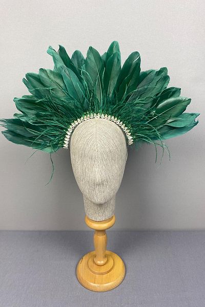 Hayalperest boncuk Accesoriu pentru coroana de mireasa cu piatra verde smarald - Enda Feathered