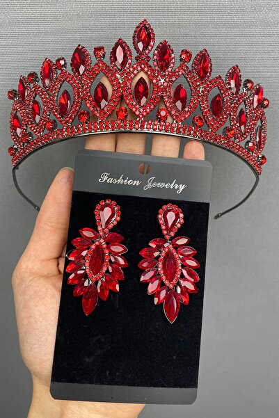 Hayalperest boncuk Coroana și cerceii de henna pentru mireasă model Elis