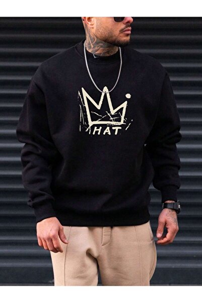 donamod Seria Coko Crown & Letter Graphic Drop Shoulder Swea tricou