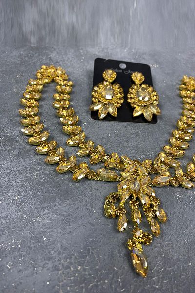 Hayalperest boncuk Set de accesorii și cercei pentru păr Henna pentru mireasă, model Sultan, culoarea mierei
