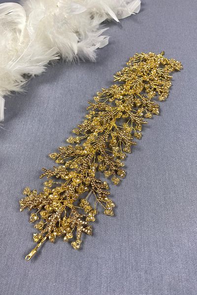 Hayalperest boncuk Χρώμα μελιού Arden Crystal - Κορδέλα μαλλιών με χάντρες και νυφική ​​τιάρα χέννα