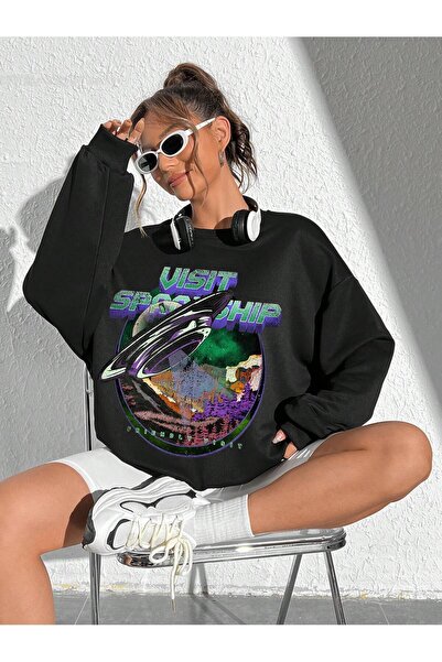 donamod Hanorac Coolane Spaceship & Letter Graphic Drop Shoulder din seria Coke