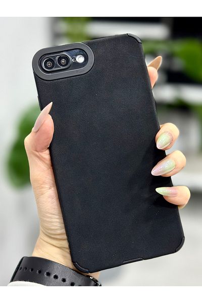 Go Aksesuar حافظة سيليكون بتصميم ألكانتارا متوافقة مع هاتف آيفون 7 بلس - 8 بلس