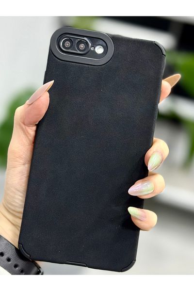 Go Aksesuar حافظة سيليكون بتصميم ألكانتارا متوافقة مع هاتف آيفون 7 بلس - 8 بلس