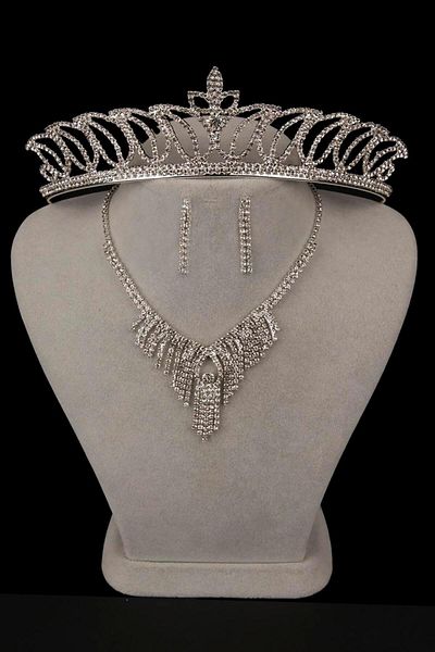 Hayalperest boncuk Dila Crystal Stone Rochie De Seara Colier Set Cercei Si Coroana Mireasa Lalea