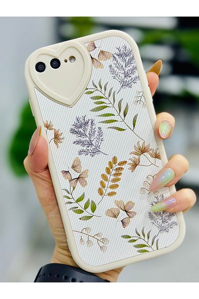 Go Aksesuar غطاء حماية من السيليكون بتصميم زهور متوافق مع هاتف Iphone 7 Plus - 8 Plus