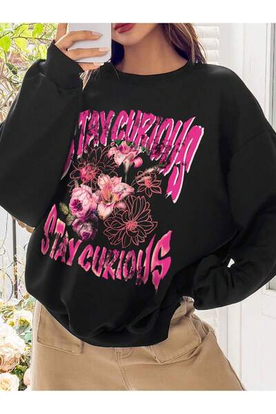 donamod Seria Coke Coolane Floral & Letter Graphic Drop Shoulder Oversize Han...