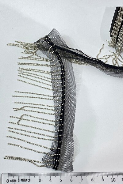 Hayalperest boncuk Metal Zincirli Püsküllü Saçak Şerit 1 mt