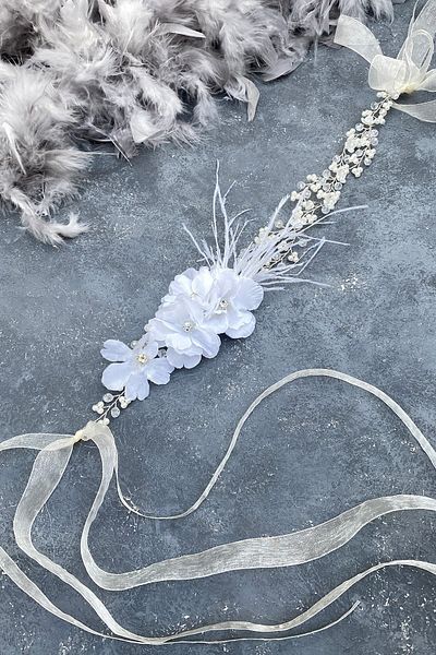 Hayalperest boncuk Accesoriu de păr cu flori cu pene Lendey cu design special
