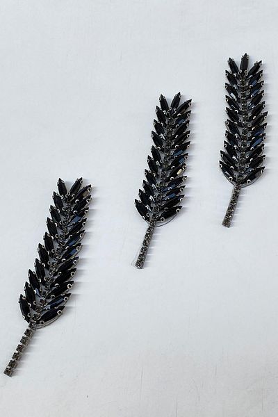 Hayalperest boncuk Black Leaf Pattern Iron-On Shiny Stone Sconce