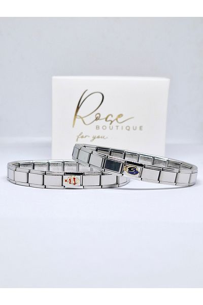 RoseCo00 Double Wrist Charm Bracelet for Valentine's Day - Italian Steel Design