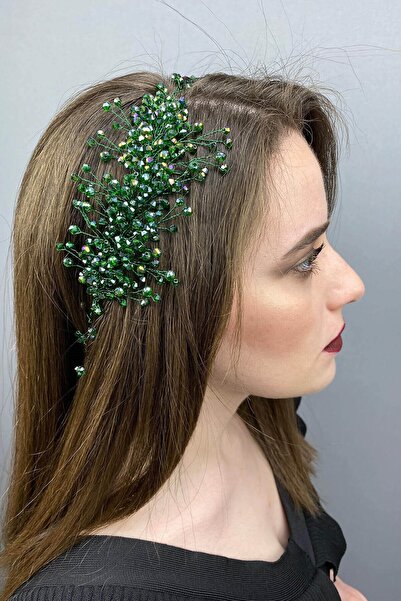 Hayalperest boncuk Coroana de mireasă și accesoriu pentru păr Green Deren