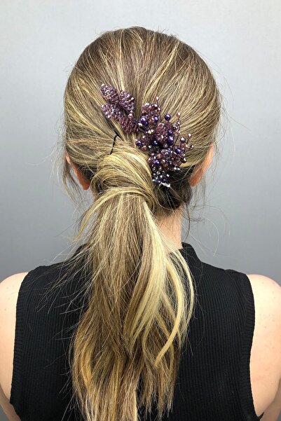 Hayalperest boncuk Accesoriu pentru păr de mireasă cu model de frunze cu cris...