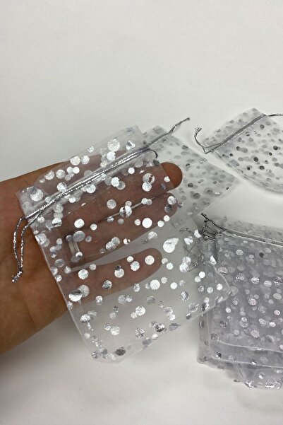 Hayalperest boncuk Gümüş SimliTesbih Boy Tül Kese 100 Adet 9*12