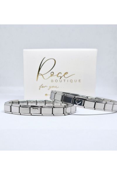 RoseCo00 Double Wrist Charm Bracelet for Valentine's Day - Italian Steel Design
