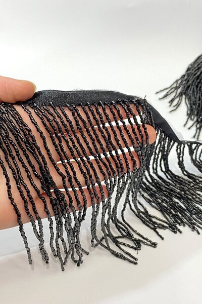 Hayalperest boncuk Siyah Boncuklu 15 cm Saçak Püskül