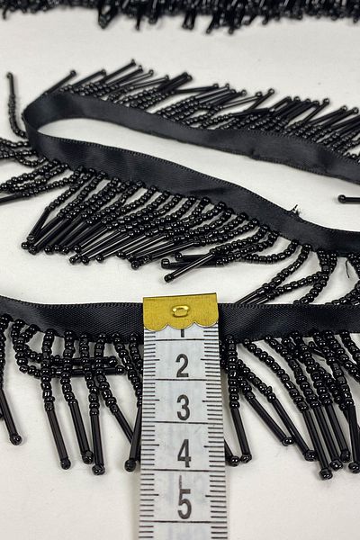 Hayalperest boncuk Pipe And Sand Bead Embroidered Fringe Strip