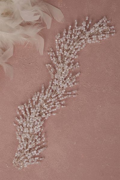 Hayalperest boncuk Stretchy Beaded Giba Bridal Hair and Turban Accessory