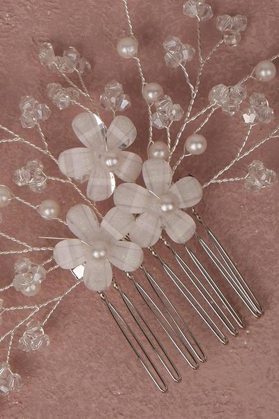 Hayalperest boncuk Floral Sıla Beaded Bridal Accessory Hair Clip