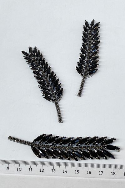 Hayalperest boncuk Black Leaf Pattern Iron-On Shiny Stone Sconce