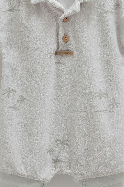 Caramell Baby Boy Romper 100% Cotton Terry Fabric Palm Patterned 2025 Summer Season