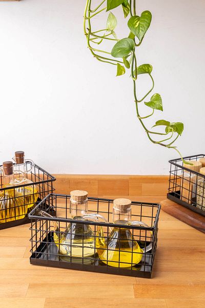 FH finehome Black Small Rectangular Organizer - Marta Wire