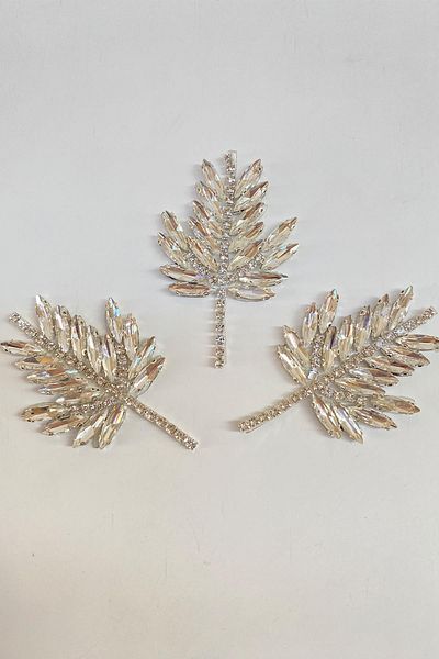 Hayalperest boncuk Small Leaf Patterned Iron-On Shiny Stone Sconce