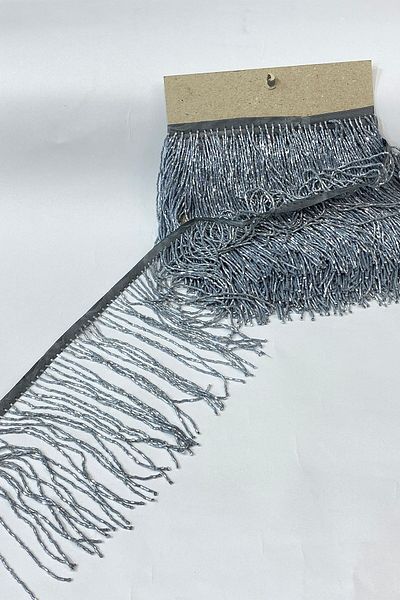 Hayalperest boncuk 15 Cm Silver Gray Beaded Fringe Tassel
