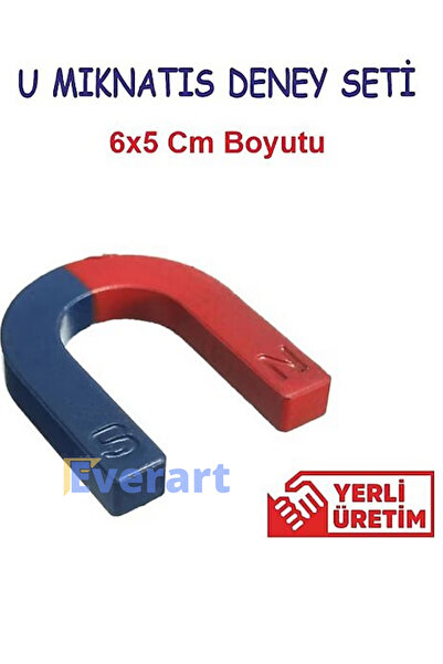 everart U Mıknatısı Deney Malzemesi 1 Adet Okul Projeleri Için U Şekilli At Nalı Mıknatıs Kırmızı Mavi Boyal