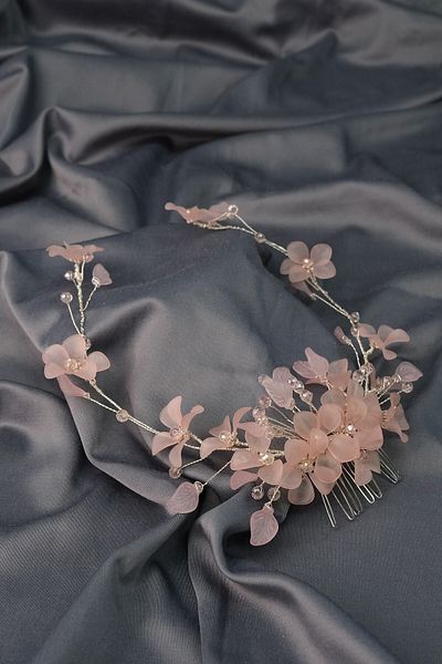 Hayalperest boncuk Coroană de mireasă cu henna cu motiv de ramură de flori Mila Dusty Rose