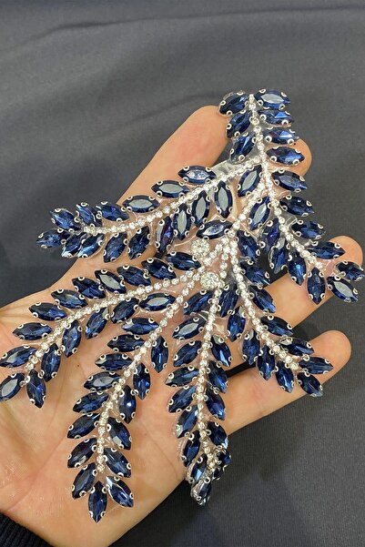 Hayalperest boncuk Lacivert Mekik Taşlı Parça Aplik Abiye Aksesuar