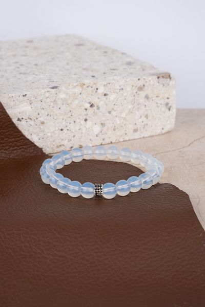 Piercing Market Steel & Silver Unisex Opalite Moon Stone Slimming Bracelet