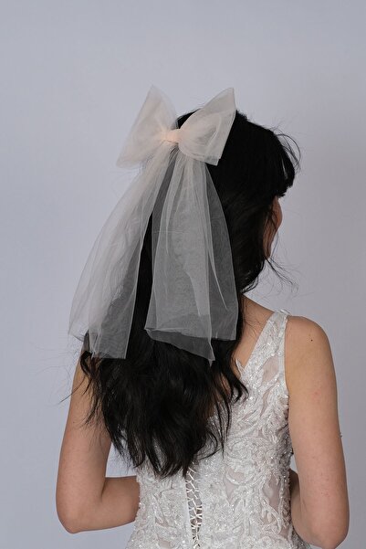 Hayalperest boncuk Accesoriu pentru păr de mireasă cu cataramă model cu fundă simplă pudră