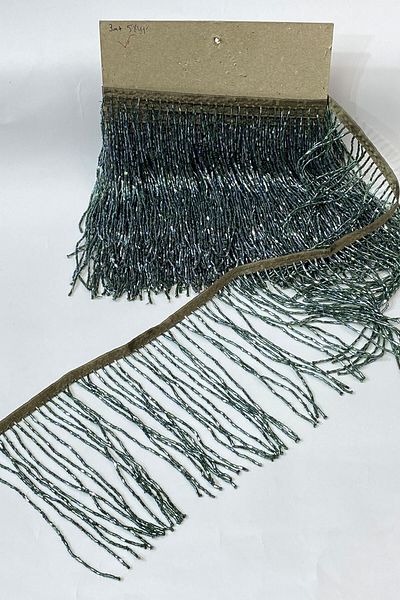 Hayalperest boncuk Petrol Green Beaded Decorative Strip - 15 Cm Fringe Tassel Accessory