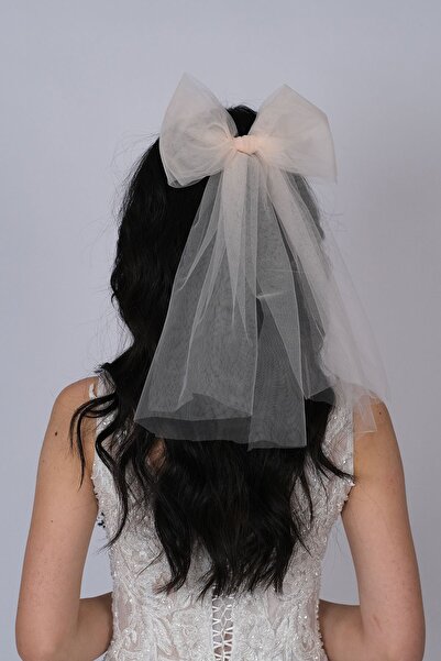 Hayalperest boncuk Accesoriu pentru păr de mireasă cu cataramă model cu fundă simplă pudră