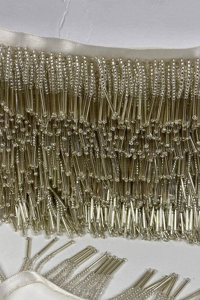 Hayalperest boncuk Pipe And Sand Bead Embroidered Fringe Strip