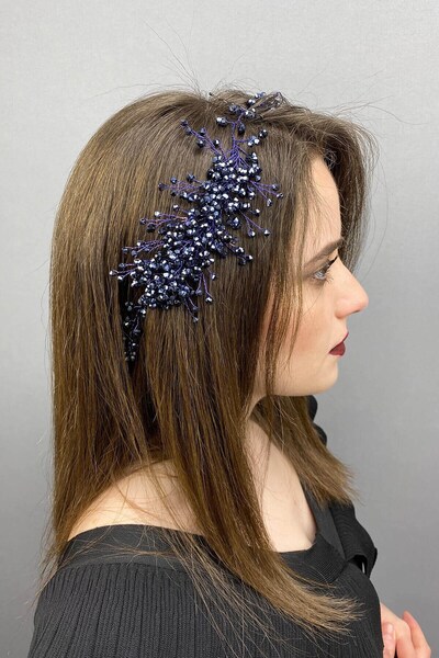 Hayalperest boncuk Coroană de mireasă și accesoriu de păr Deren bleumarin