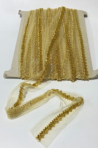 Hayalperest boncuk Cut and Sand Bead Embroidered Strip Border 1 Mt