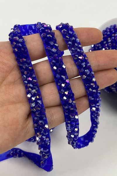 Hayalperest boncuk Saks Blue Crystal Bead Embroidered Ribbon