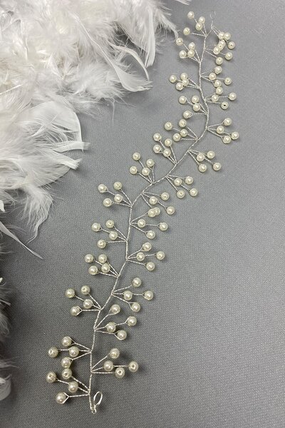 Hayalperest boncuk Accesoriu pentru păr cu coroană de mireasă cu mărgele crem...