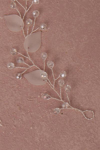 Hayalperest boncuk Stoned Flower Motif Bridal Hair and Turban Accessory 2 Pieces