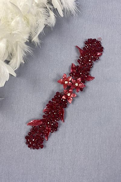 Hayalperest boncuk Leaf And Crystal Beaded Bridal Hair And Turban Accessory