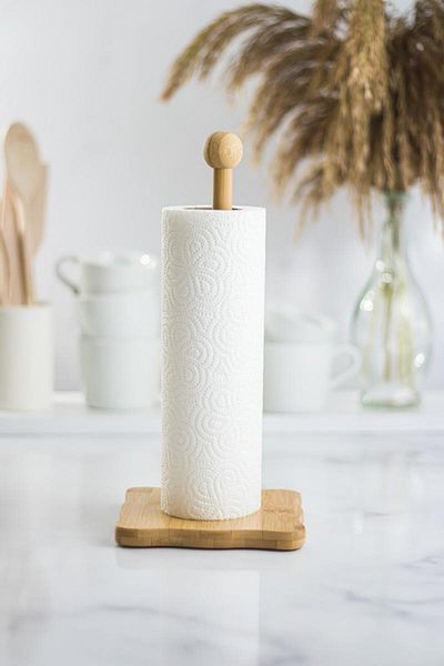 AC BOX Bamboo Paper Towel Holder Square