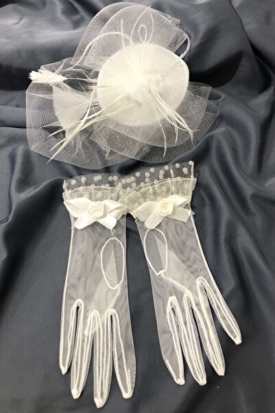 Hayalperest boncuk Beyaz Eldiven Vualet Nikah Şapkası