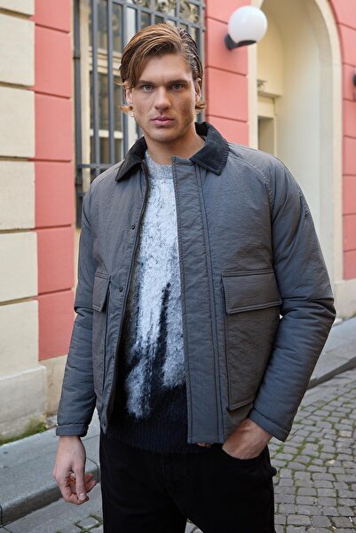 Danger Αδιάβροχο παλτό Kopitone Anthracite με γιακά αντίθεσης