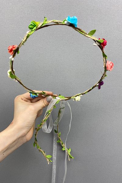 Hayalperest boncuk Paper Bridesmaid Crown with Rose and Leaves and Gift Children's Crown