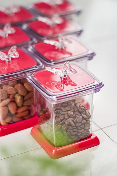 AC BOX Acrylic Fuchsia 12-Piece Spice Jar & Spice Box & Spice Box Set 200 ML (NOT GLASS)