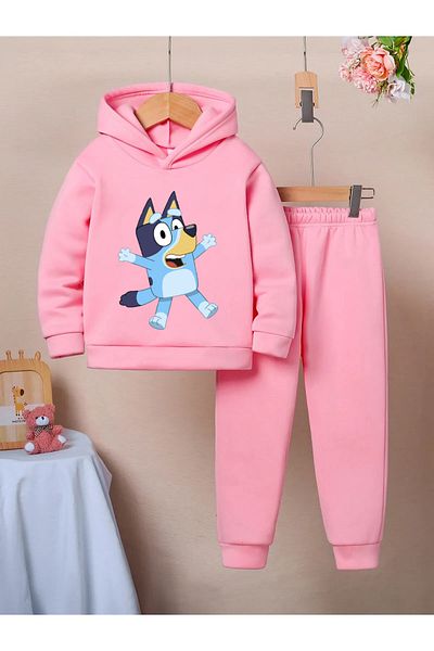 Little Wears Bluey Premium 3Rd Yarn Compact Sweatshirt & Sweatpants Set for Boys and Girls