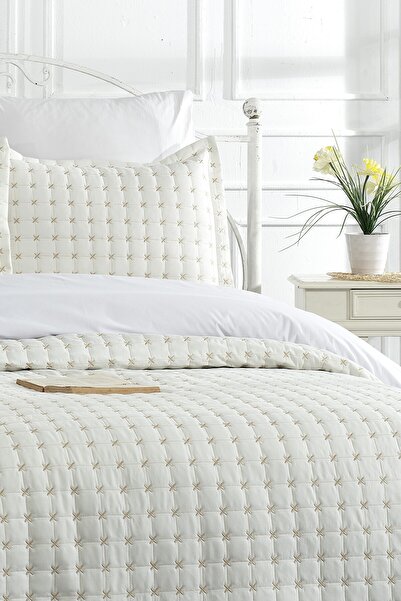 Levanzo Çift Kişilik Yatak Örtüsü Alden Krem-Gold